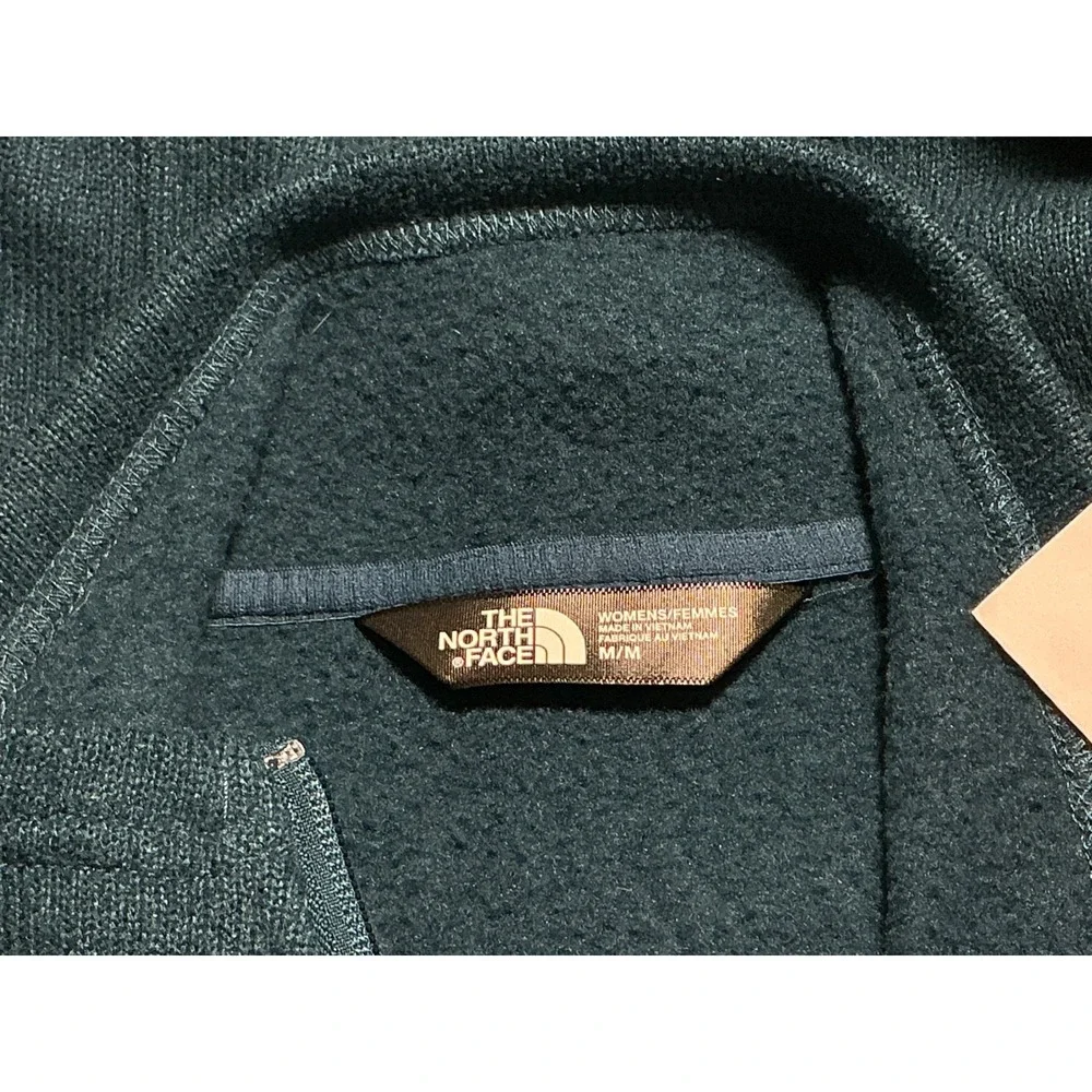The North Face Knit Fleece Full Zip Jacket Womens Medium Teal Blue Logo NF0A2RFH